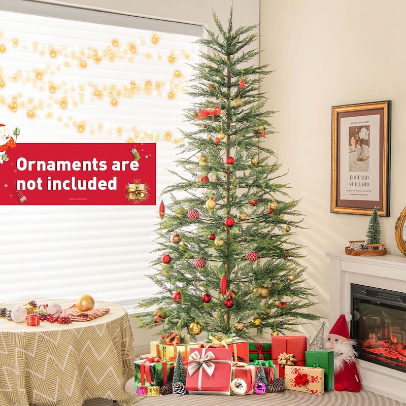 6.5 FT/7.5FT Pre-Lit Christmas Tree Hinged with PE Branch Tips Timer