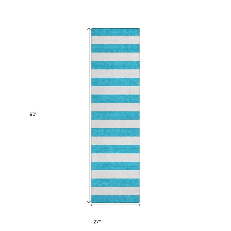 Alsiri Stripe Weather Resistant Timeless Fusion Runner Outdoor Rug - 2' X 8'