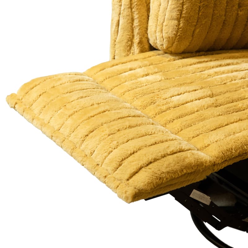 Furniture of America Jorvien Modern Chenille Power Swivel Glider Recliner with Pillows