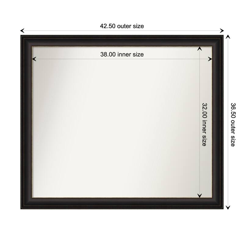 Trio Oil Rubbed Bronze Framed Non-Beveled Custom Wall Mirror, Bathroom Vanity Mirror - Outer Size: 42.5 x 36.5