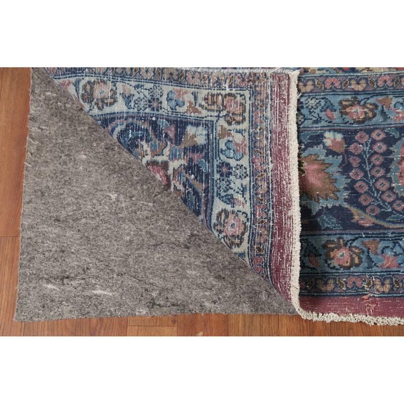 Distressed Traditional Mashad Persian Antiqu Rug Handmade Wool Carpet - 8'4"x 11'5"