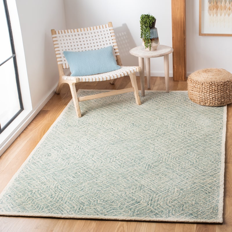 SAFAVIEH Handmade Capri Diyana Contemporary Wool Rug - 4' x 6' - Blue/Ivory - Rectangle