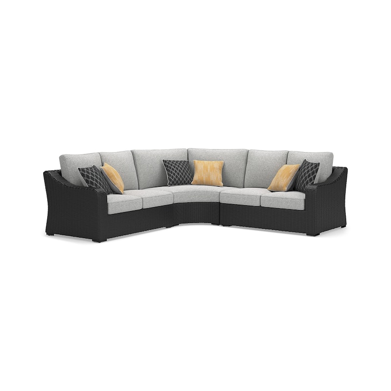Signature Design by Ashley Beachcroft Black/Gray 3-Piece Outdoor Sectional - 145" W x 145" D x 35" H