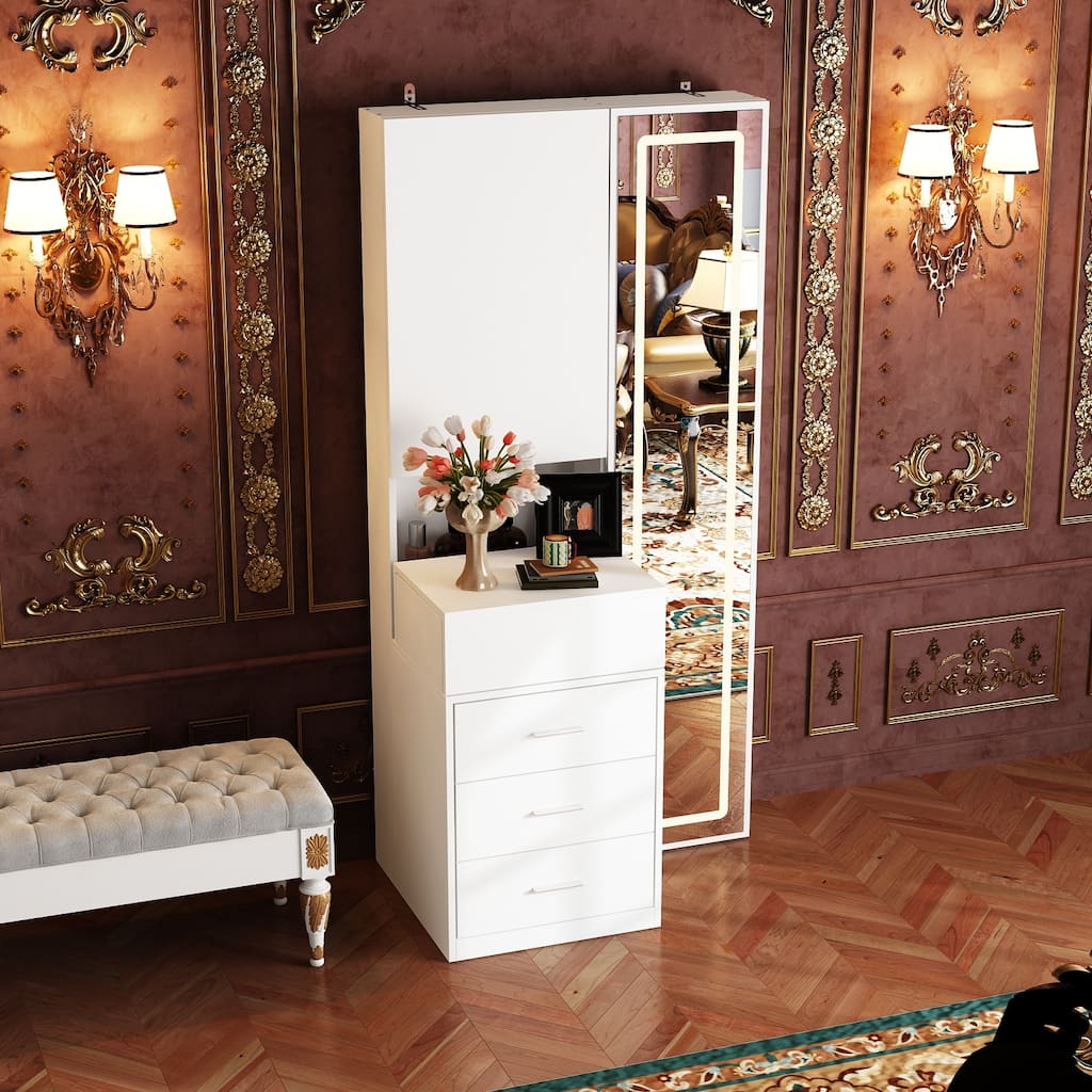 Dresser LED-Lit Vanity Dressing Cabinet with Full-Length Mirror