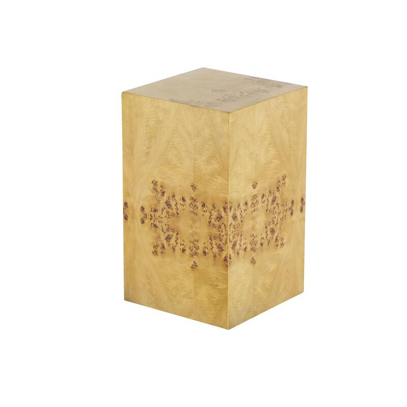 Wood Square Cube Accent Table with Wood Grain Patterns - Brown - Roche River Decor