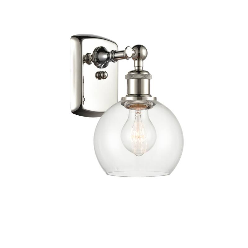 Innovations Lighting 516-1W-9-6 Athens Sconce Athens 9" Tall Wall - Polished Nickel / Clear