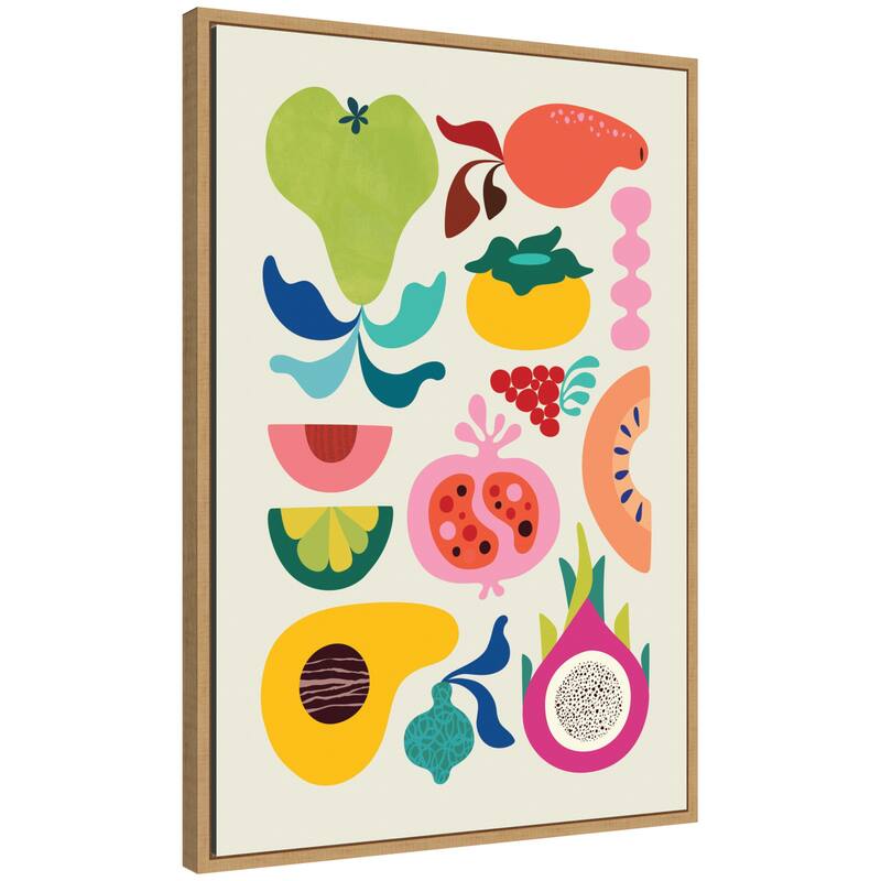 Kate and Laurel Sylvie Modern Colorful Abstract Fruits Framed Canvas by Rachel Lee - 23x33