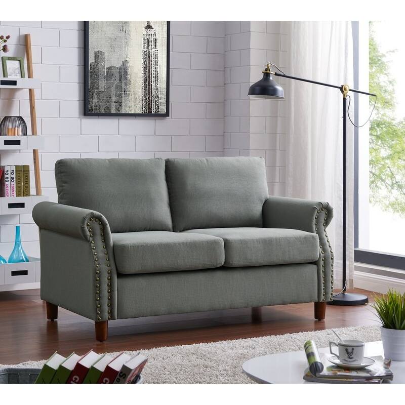 US Pride Furniture Cowie Classic Nailhead Upholstered Loveseat