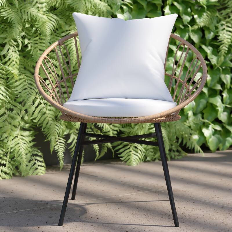 Indoor/Outdoor Boho Rattan Rope Chairs with Back & Seat Cushions