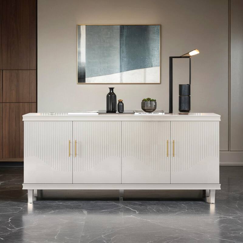 70.07''Large 4-Door Cabinet, Modern Storage Cabinet Sideboard with Adjustable Shelves, Wood Accent Cabinet Buffet Cabinet