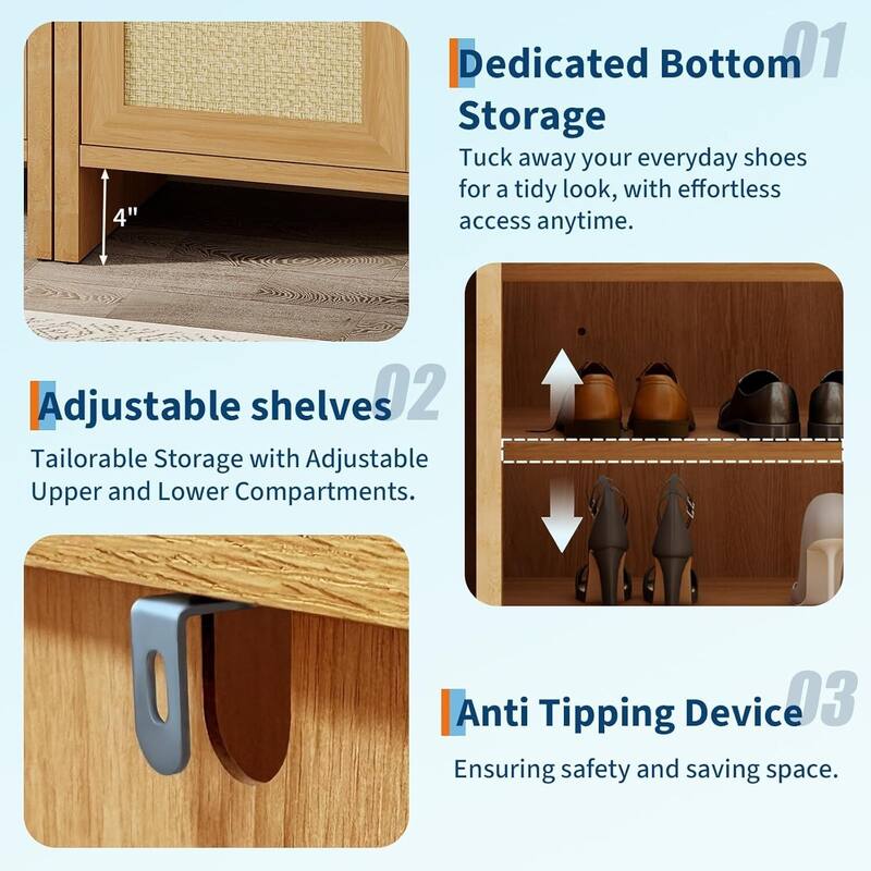 Multifunctional 7 Tier Tall Arched Shoe Storage Cabinet for Entryway, Hallway Living Room