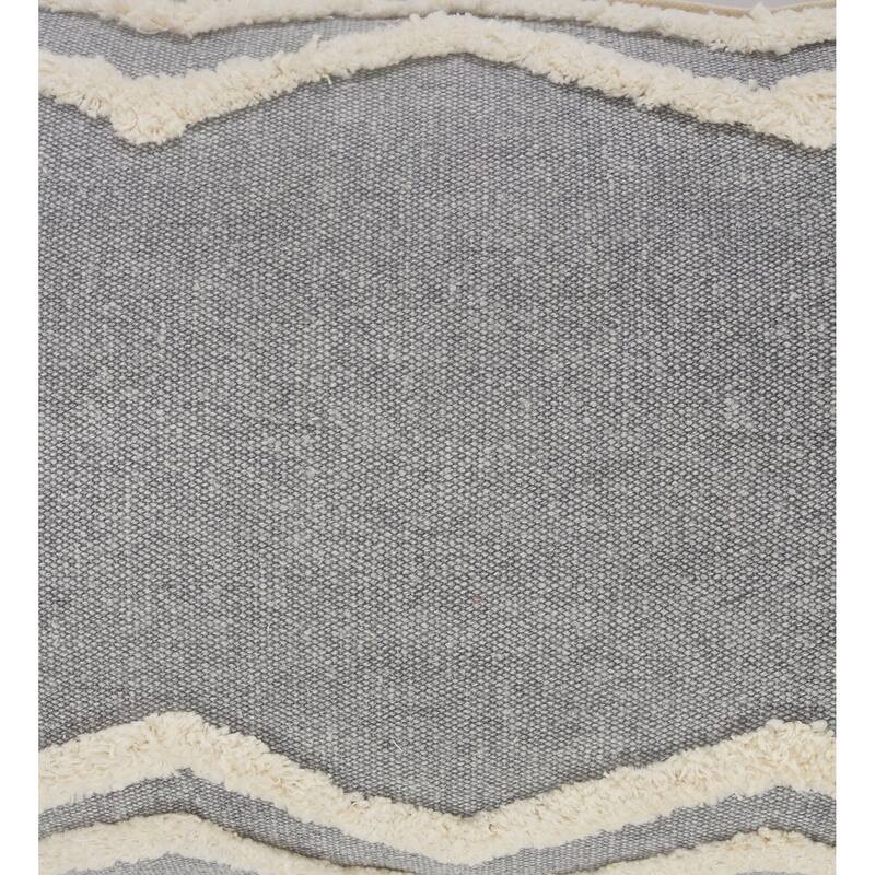 20" Gray and White Handmade Chevron Bordered Square Throw Pillow