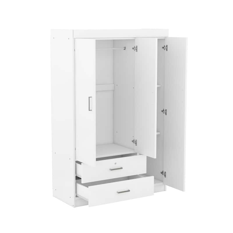 3-Door Wardrobe with 2 Drawers - N/A