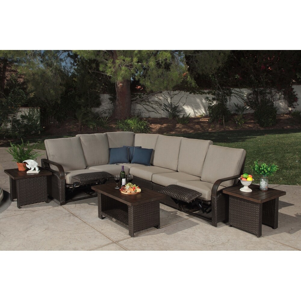 Pacific Casualbarcalounger Outdoor Living Palm Grove 5 Seater Reclining Sectional Sofa Dark Brown Tan Dailymail