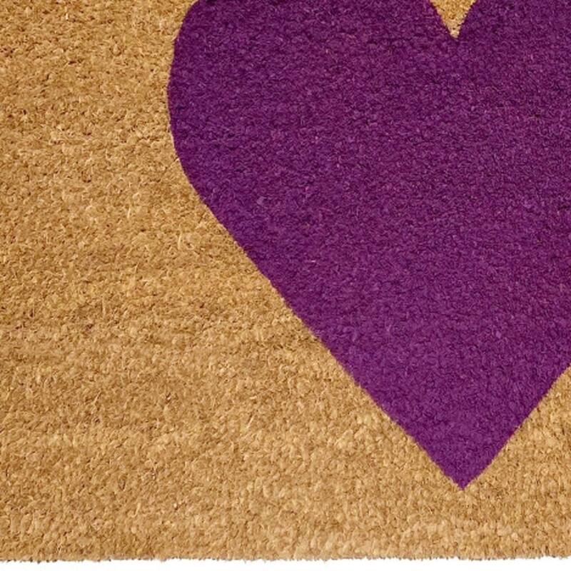 HomeRoots 24" X 48" Brown And Purple Heart Outdoor Coir Door Mat - 24.00' X '48.00