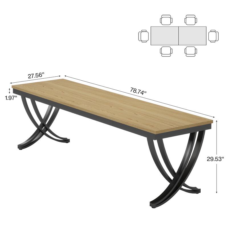 78" Large Rectangular Dining Table, Farmhouse Solid Wood Top Kitchen Table for Dining/Living Room