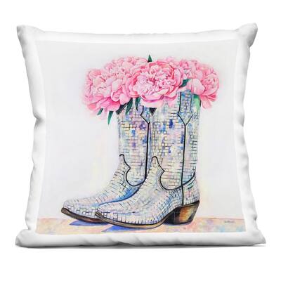 Stupell Floral Shimmering Cowgirl Boot Decorative Printed Throw Pillow Design by Amanda Greenwood