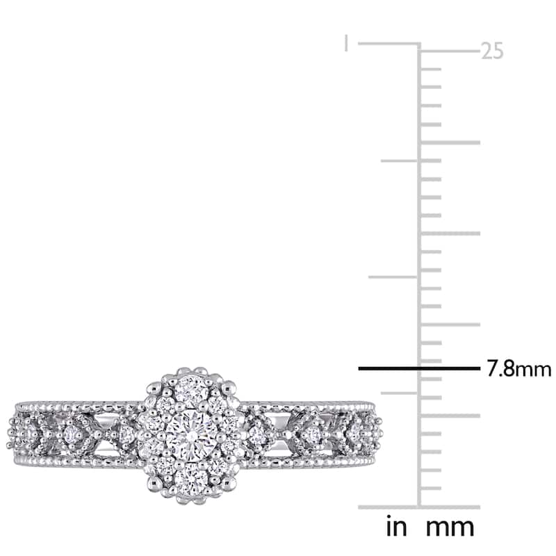 Miadora 10k White Gold 1/4ct TDW Diamond Vintage Composite Engagement Ring