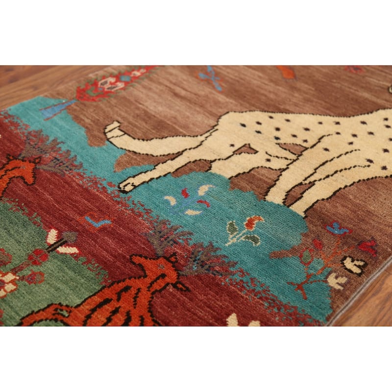 Animal Pictorial Kazak Oriental Accent Rug Handmade Wool Carpet - 2'1"x 2'10"
