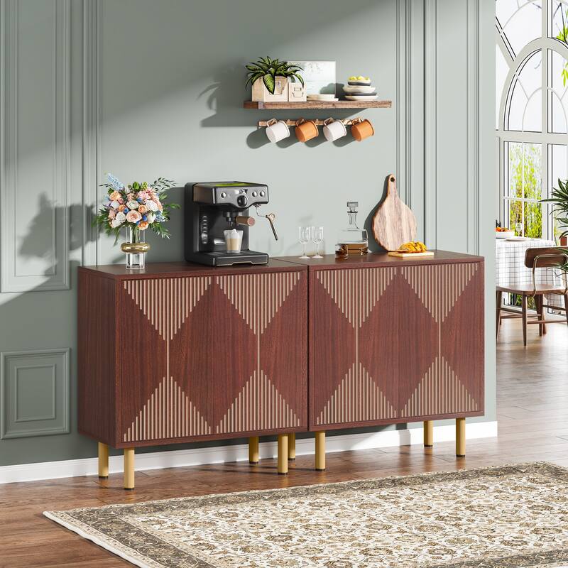 White Sideboard Buffet Set, Modern Sideboard Storage Cabinet with Door