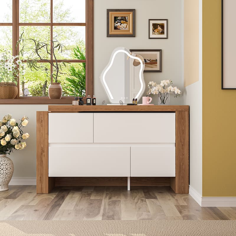 83.8" Multi-Functional Home Office Desk - Easy to Clean Dresser Table