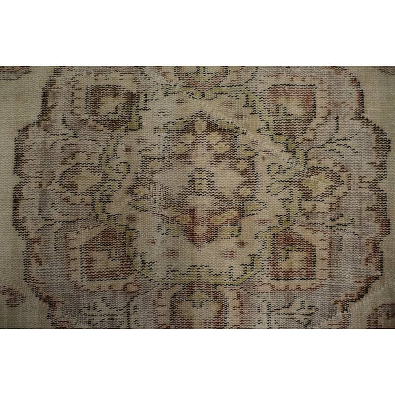 Hand Knotted Oriental 100% Wool Carpet Transitional Floral Beige & Ivories Anatolian Area Rug - 9' 9'' X 5' 6''