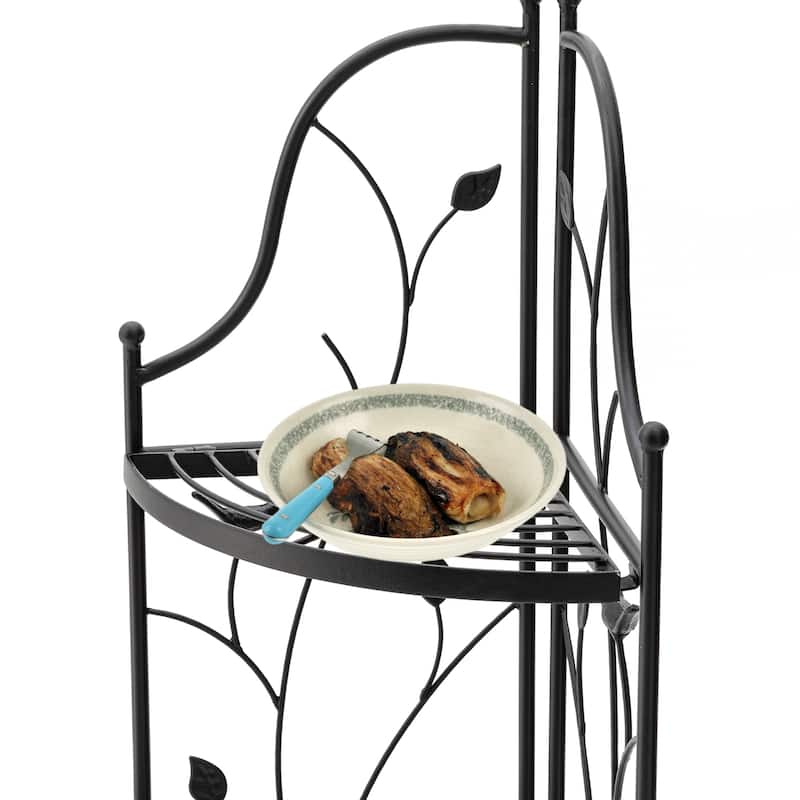 Glitzhome 4-Tiers Multifunctional Metal Corner Plant Shelf Bakers Rack Folding Planter Stands Flower Pot Shelving