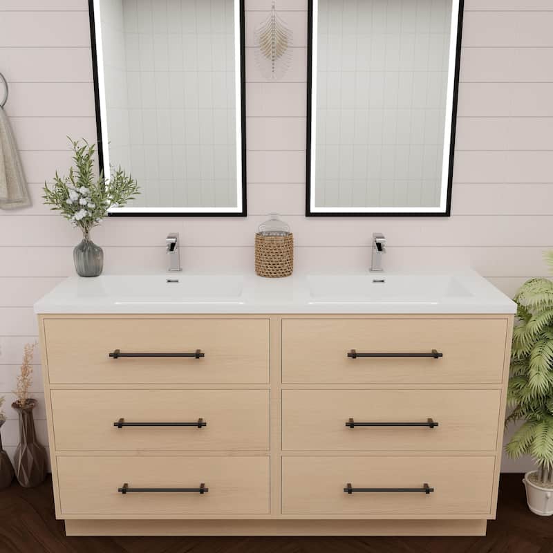 Victoria 60'' Free-standing Vanity with Double Reinforced Acrylic Sink - 59.5