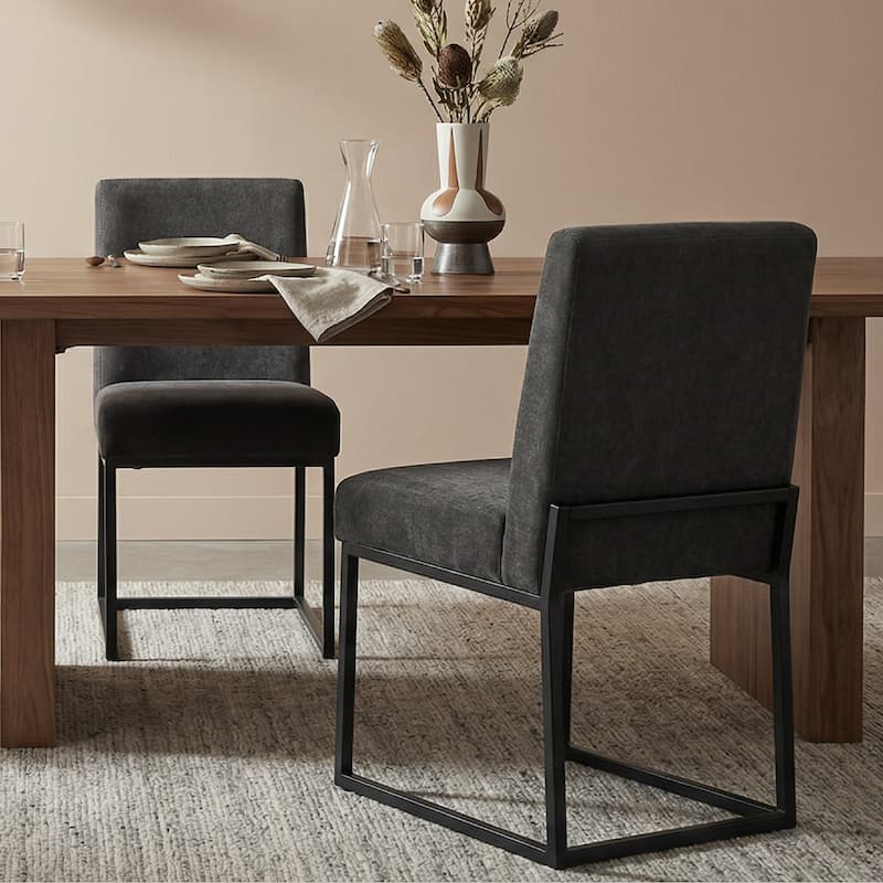 Mid Century Modern Dining Chair with Black Metal Legs