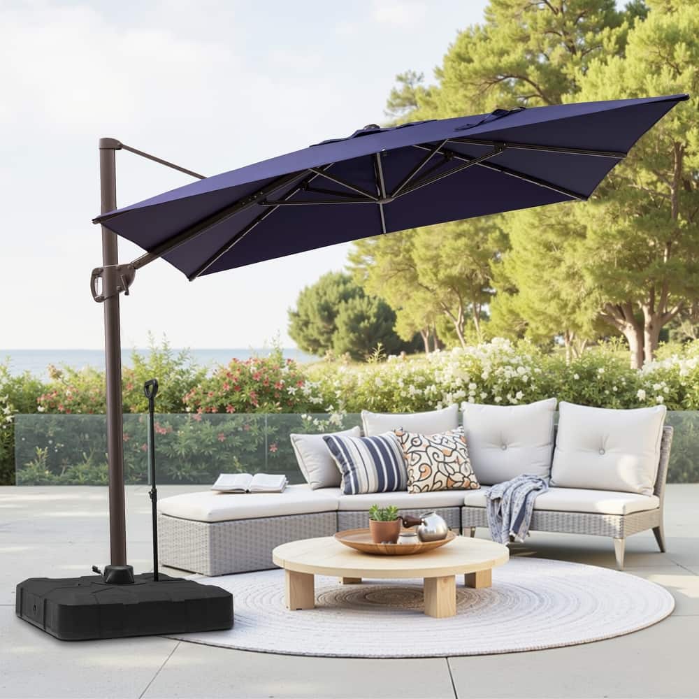 11 x 9 FT Aluminum Outdoor Patio Offset Cantilever Umbrella with Base