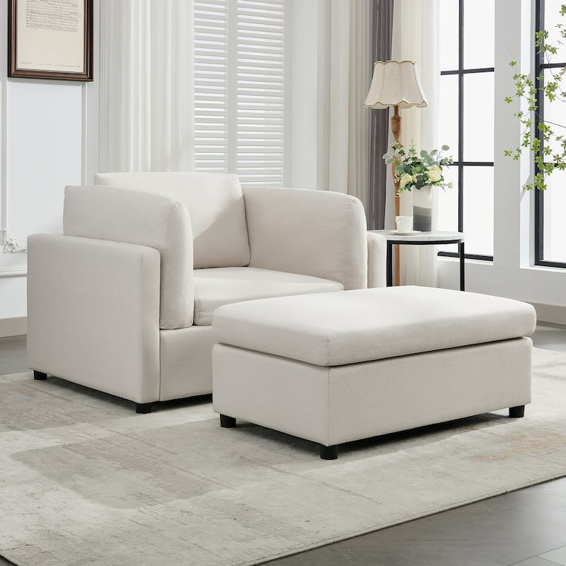 Modern Oversized Armchair with Ottoman
