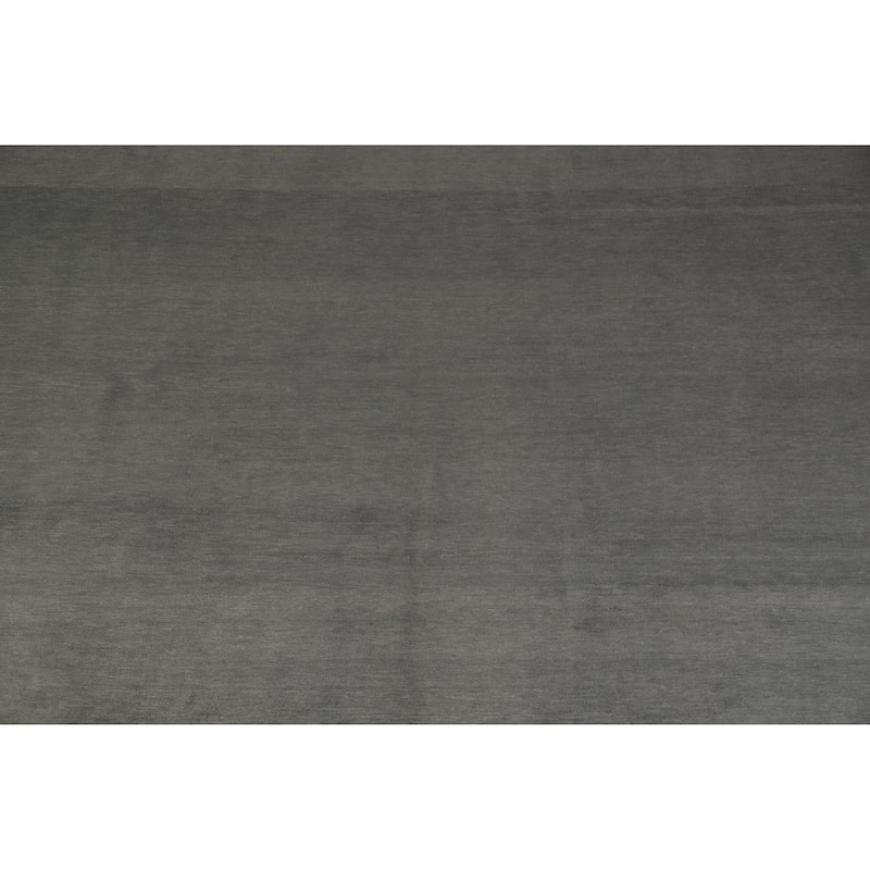 Hand Knotted Oriental 100% Wool Carpet Modern Solid Greys & Charcoal Gabbeh Area Rug - 13' 3'' X 10' 3''