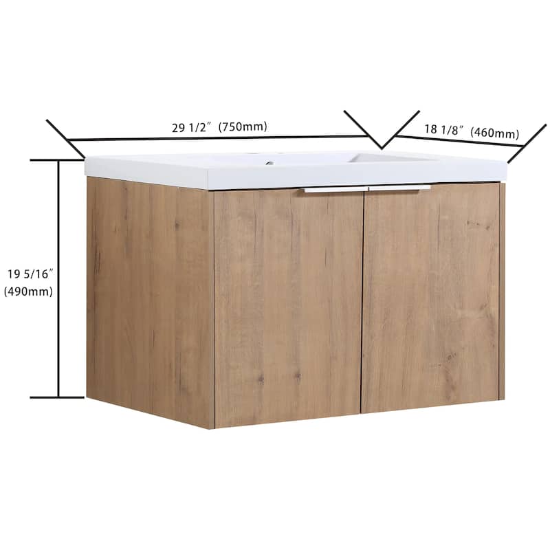 Bathroom Vanity With Sink In 24/30/36 Inch, Floating Bathroom Vanity With Soft Close Door