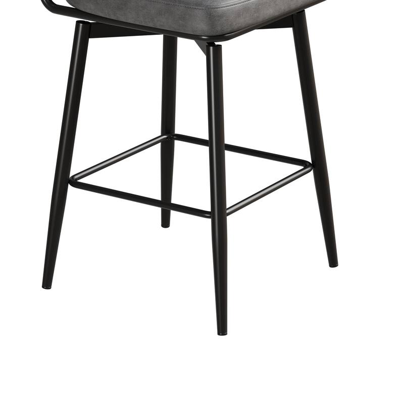 Bar Chairs Set of 2 Piece Set, 360 ° Swivel Bar Chair with Leather Cushions and Iron Brackets Counter Height Bar Chairs