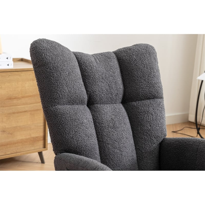 Rocking Chair Upholstered Glider Rocker Rocking Accent Chair Padded Seat with High Backrest Armchair