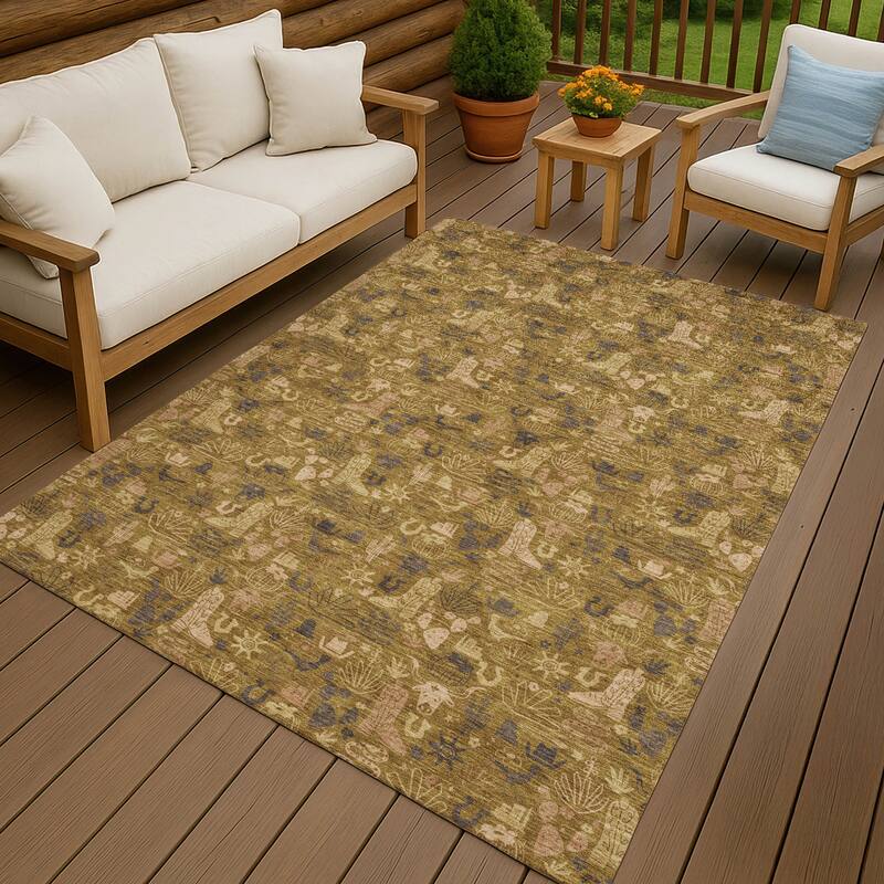 Machine Washable Indoor/ Outdoor Cowboy Dallas Chantille Rug - Walnut - 3' x 5'