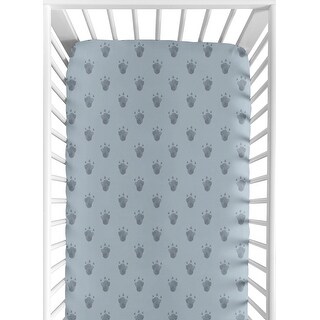 Sweet Jojo Designs Dinosaur Animal Track Footprint Boy Fitted Crib Sheet Watercolor Slate Steel Tracks For Dino Modern Jurassic