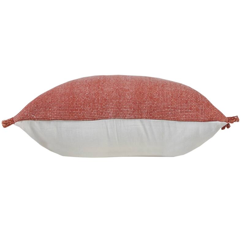 Sevita Light Pink Solid Stonewash Throw Pillow with Fringe