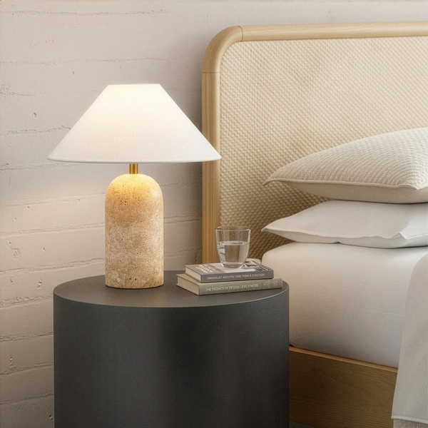 Brightech Sansa 13.2 in LED Glossy Cream Travertine Midcentury