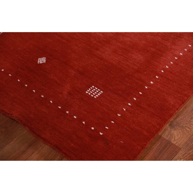 Hand Knotted Oriental 100% Wool Carpet Tribal Tribal Oranges & Rust Gabbeh Area Rug - 4' 10'' X 3' 4''