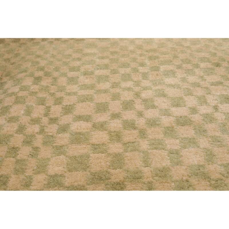 Hand Knotted Beige, Sage Tibetan 100% Wool Modern Oriental Area Rug - 4' 11'' x 6' 10''