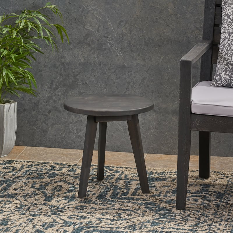 Roomfitters Solid Acacia Wood Round Side Table, Mid-Century Accent End Table for Living Room or Patio
