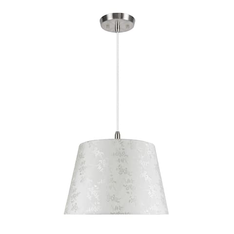 Aspen Creative 2-Light Fabric Lamp Shade Hanging Pendant, Butter CrÃ¨me - SATIN NICKEL