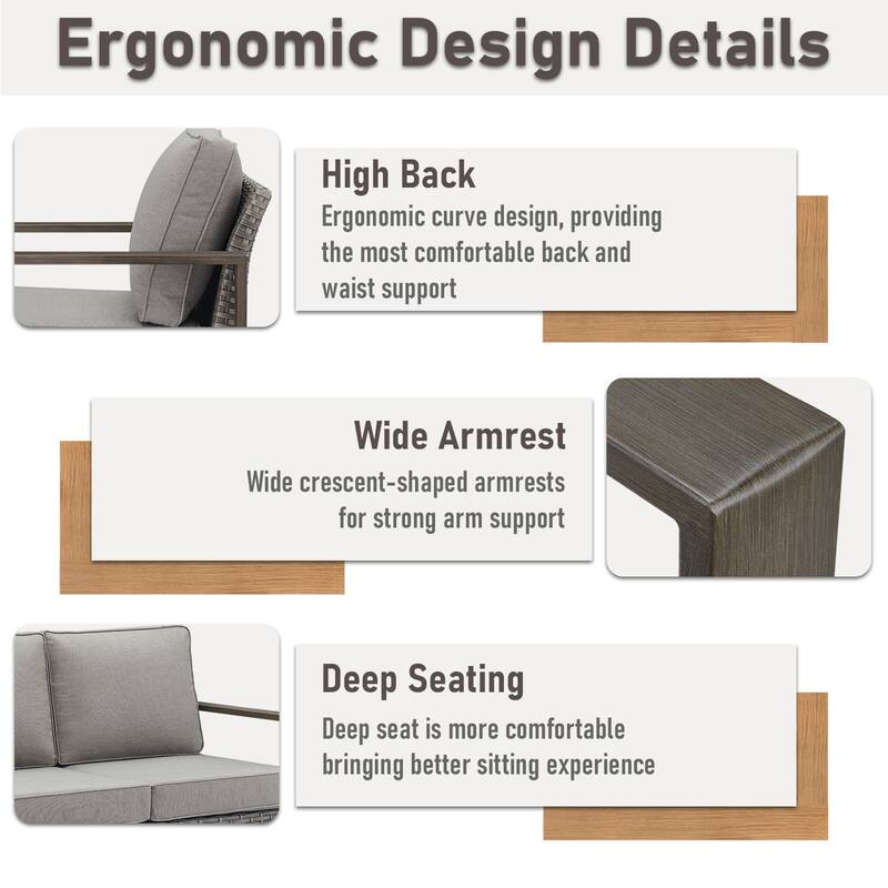 Pocassy Outdoor Sofa Patio Swivel Chair Funiture Set