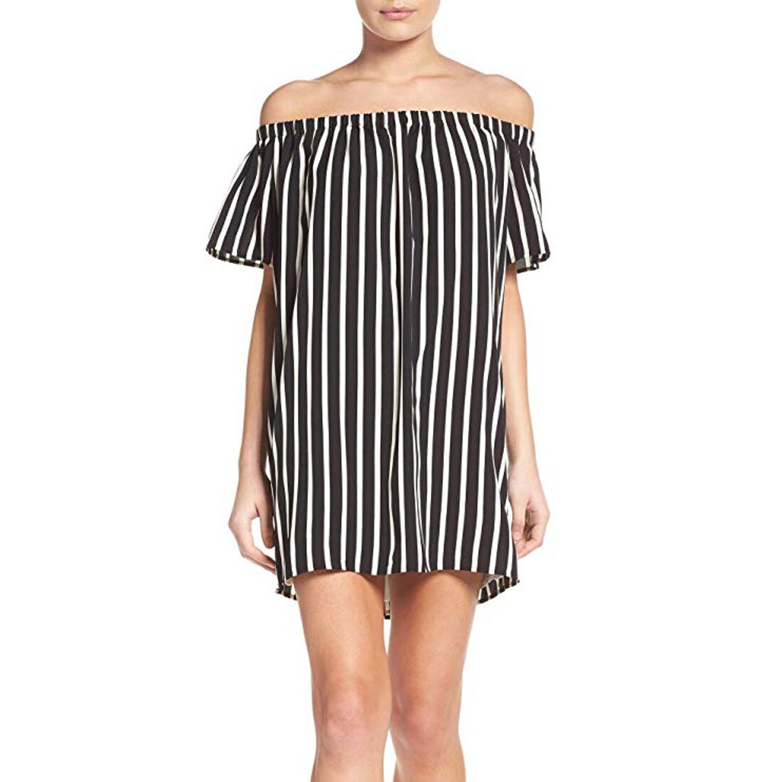 black off the shoulder shift dress