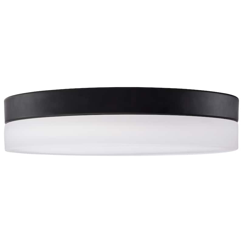 Pi 14 Inch LED Flush Mount Black Finish Frosted Etched Glass CCT Selectable 120 Volts