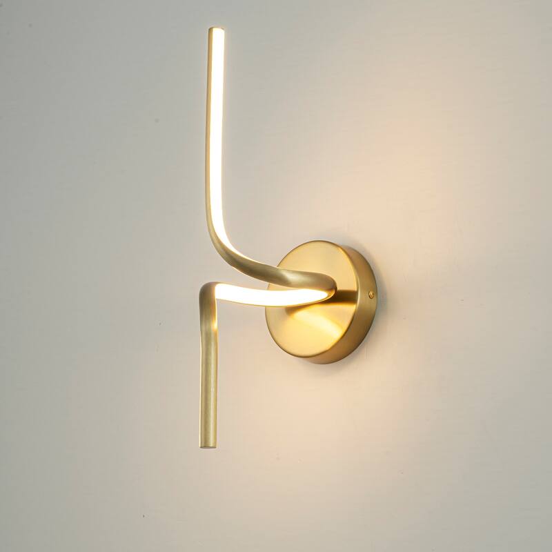1-Light Modern Black/Gold Linear Aluminum Intergrated LED Bathroom Vanity Light - Gold