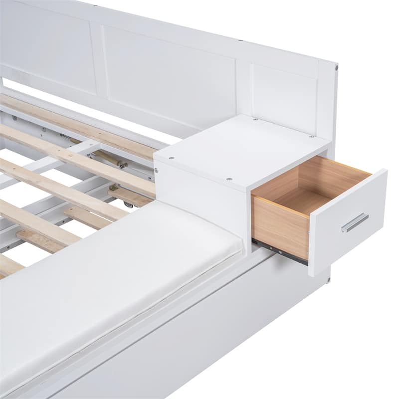 Full Size Wood Storage Hydraulic Platform Bed with Trundle