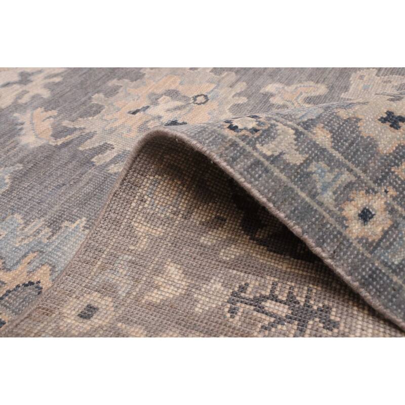 ECARPETGALLERY Hand-knotted Modern Oushak Dark Grey Wool Rug - 7'11 x 9'10