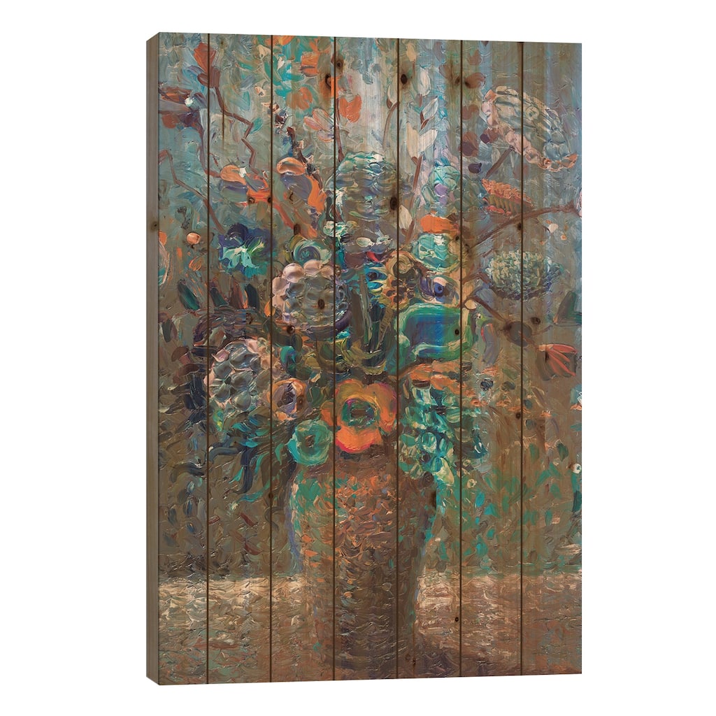 Mustard Greens Print On Wood by Iris Scott - Multi-Color